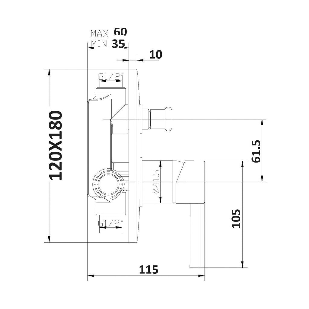 Miscelatore doccia ad incasso 2 vie quadro Ottomix in ottone cromato