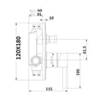 Miscelatore doccia ad incasso 2 vie quadro Ottomix in ottone cromato