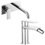 Coppia di miscelatori per lavabo incasso con easy box e bidet serie Ottomix in ottone cromato