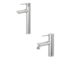 Kit miscelatore lavabo alto + bidet  RubiFlux serie Paris Modello Brillant in acciaio inox