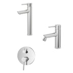 Kit miscelatore lavabo alto + bidet + doccia a due vie  RubiFlux serie Paris Modello Brillant in acciaio inox