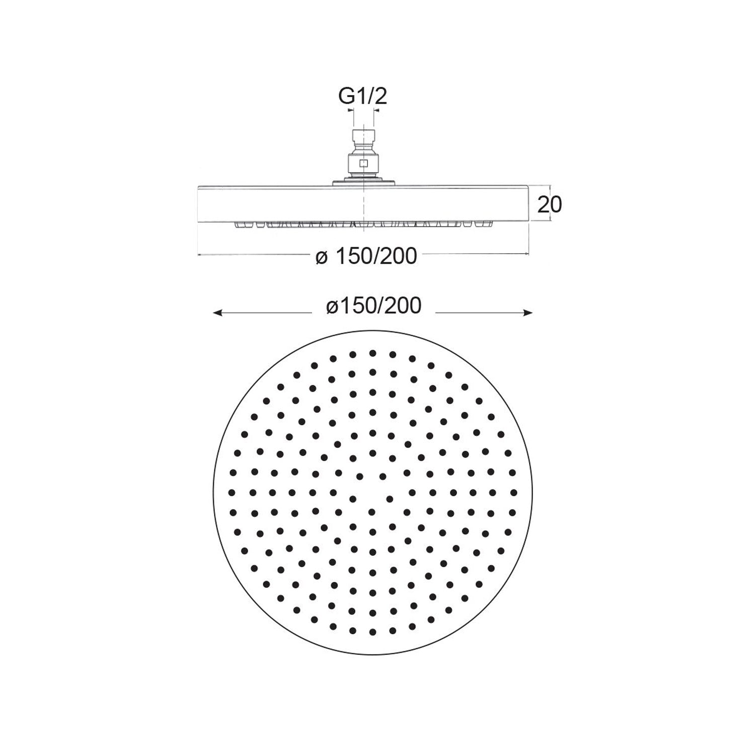 Soffione London Ac 200mm monogetto e ispezionabile