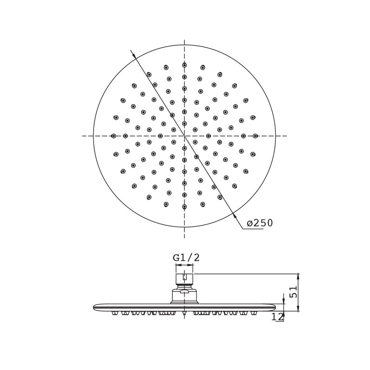 Soffione Sofia 250mm monogetto anticalcare