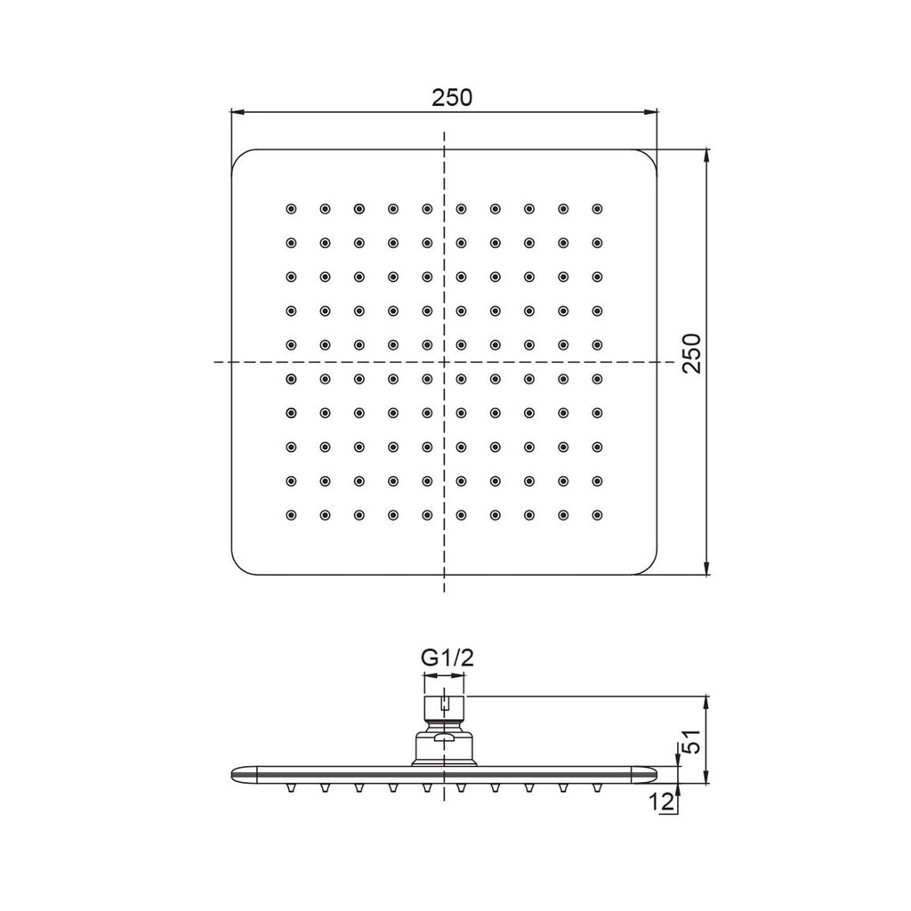 Soffione Atene 250mm monogetto anticalcare