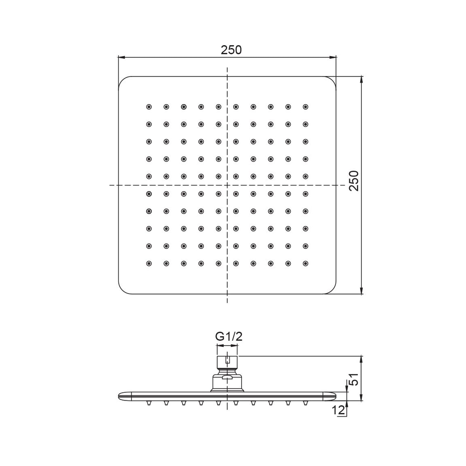 Soffione Atene 250mm monogetto anticalcare