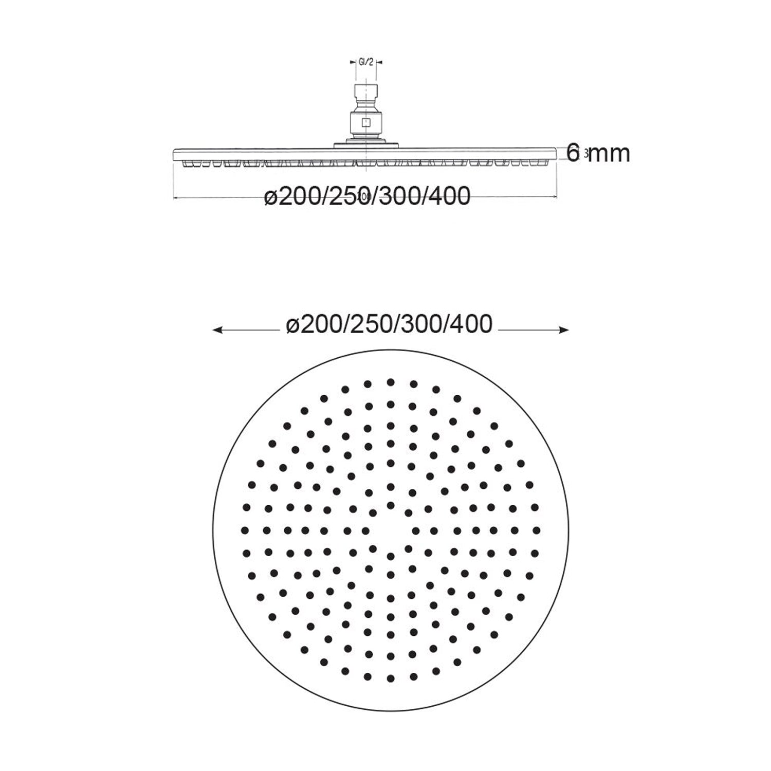 Soffione Mosca 200mm monogetto anticalcare