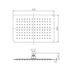 Soffione Alicante 300x200mm ultrasottile e anticalcare