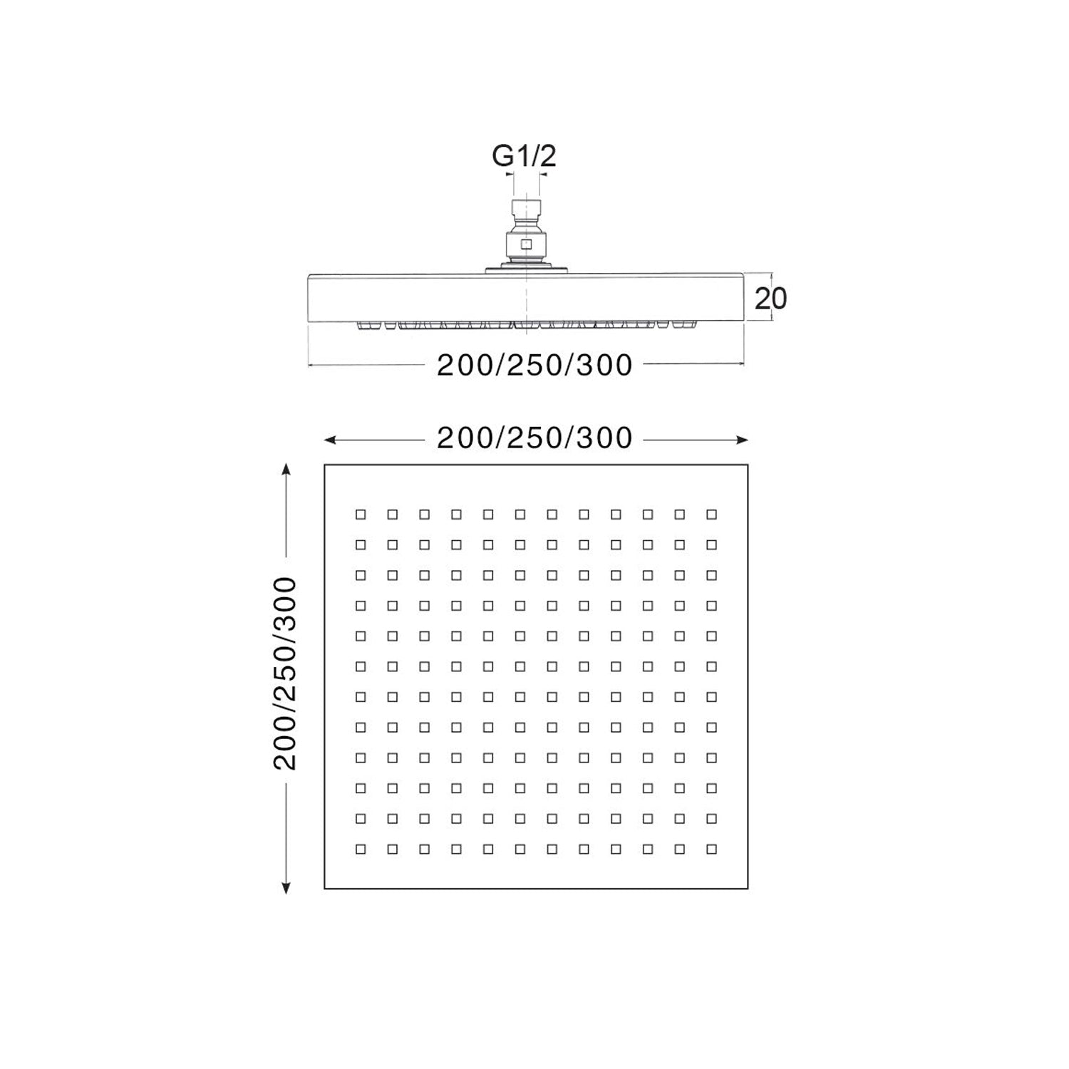 Soffione Derby 200mm anticalcare in abs