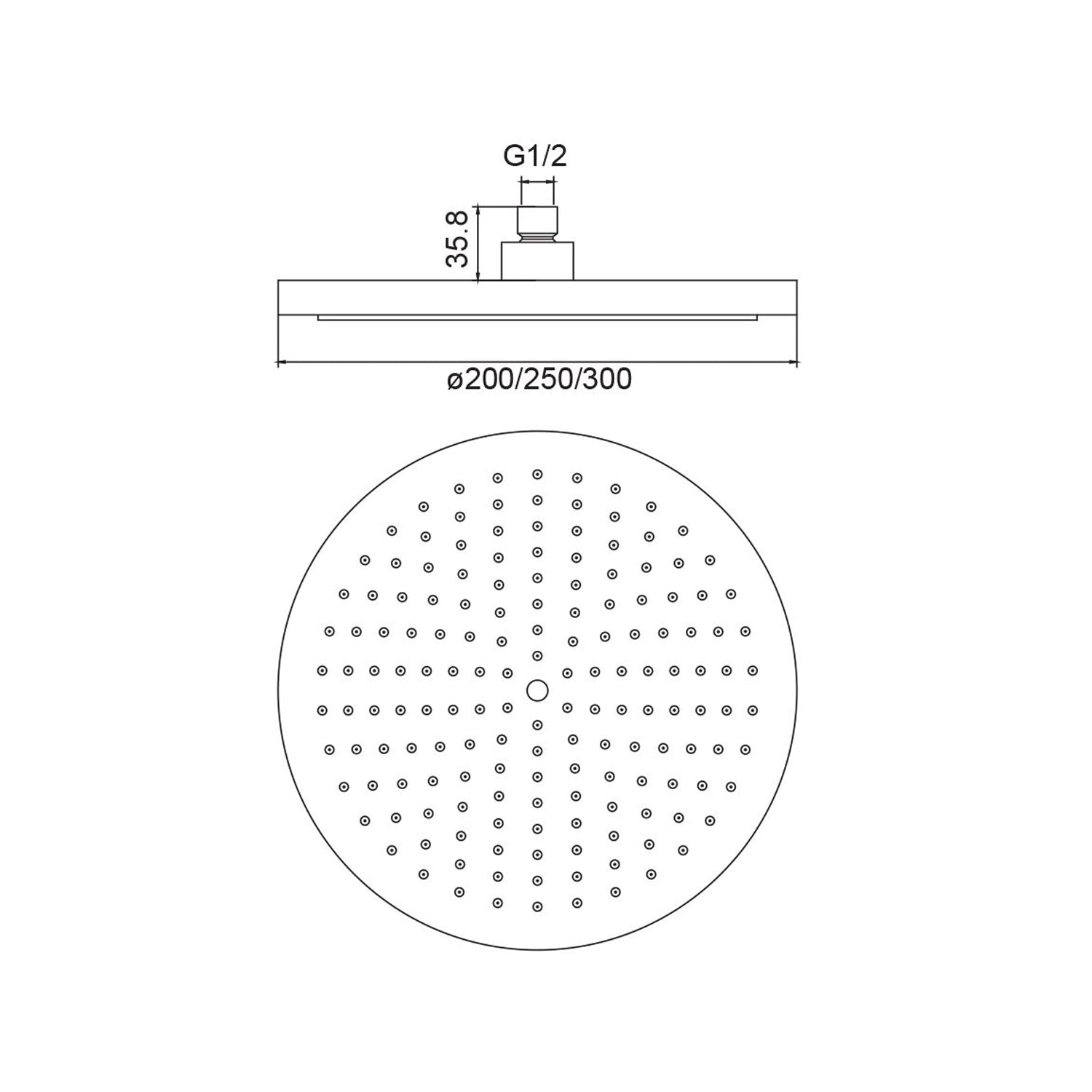 Soffione Chelsea 200mm anticalcare in abs