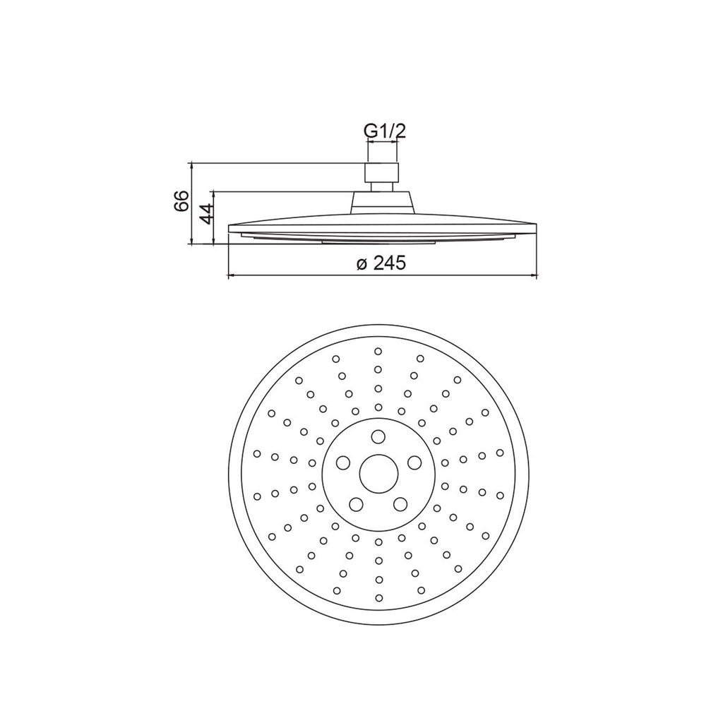Soffione France 245mm 3 getti in abs