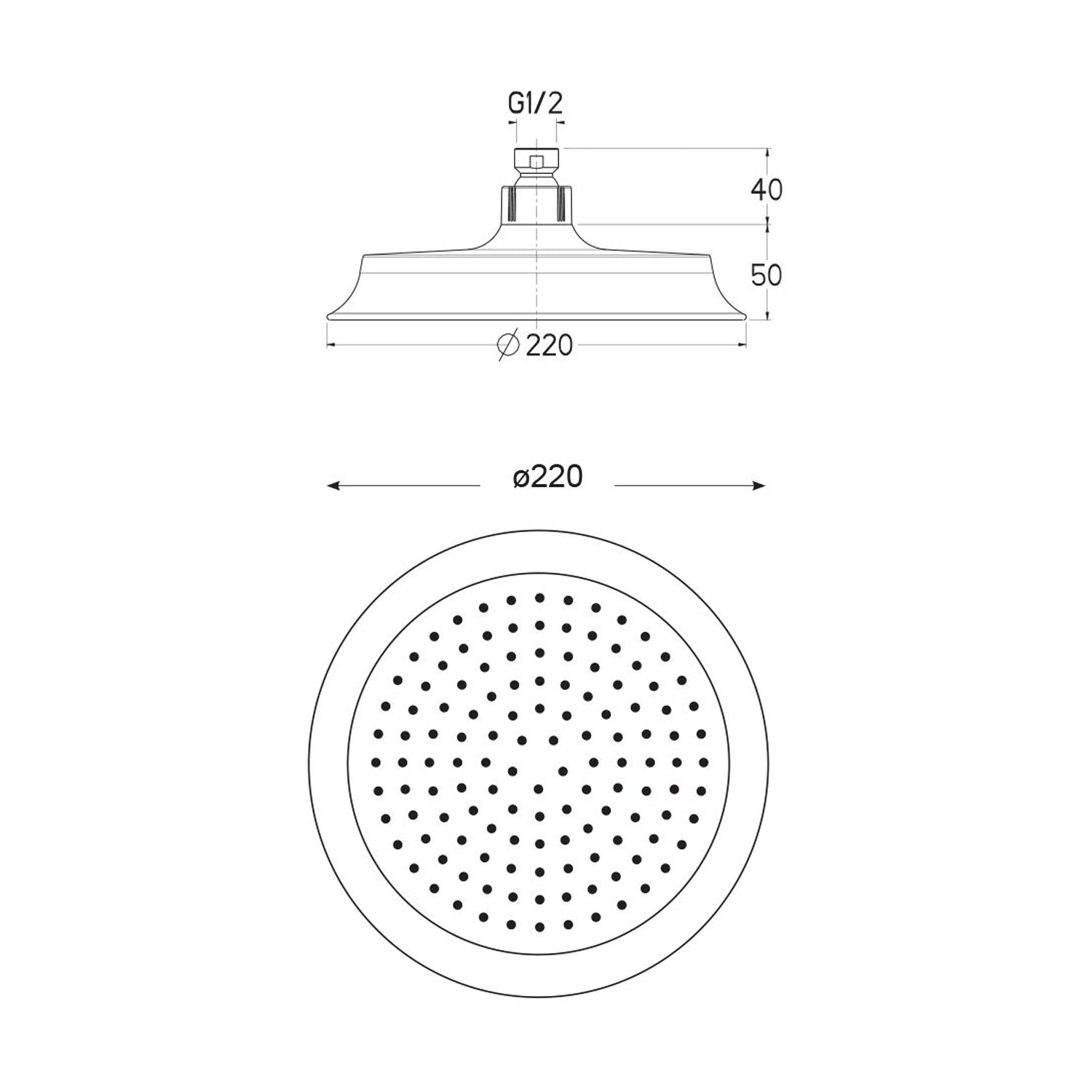 Soffione Newport 220mm disco anticalcare in abs