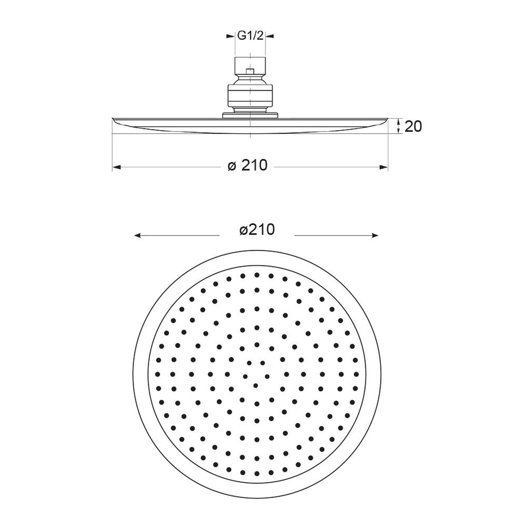 Soffione Perla 210mm anticalcare in abs sistema risparmio acqua