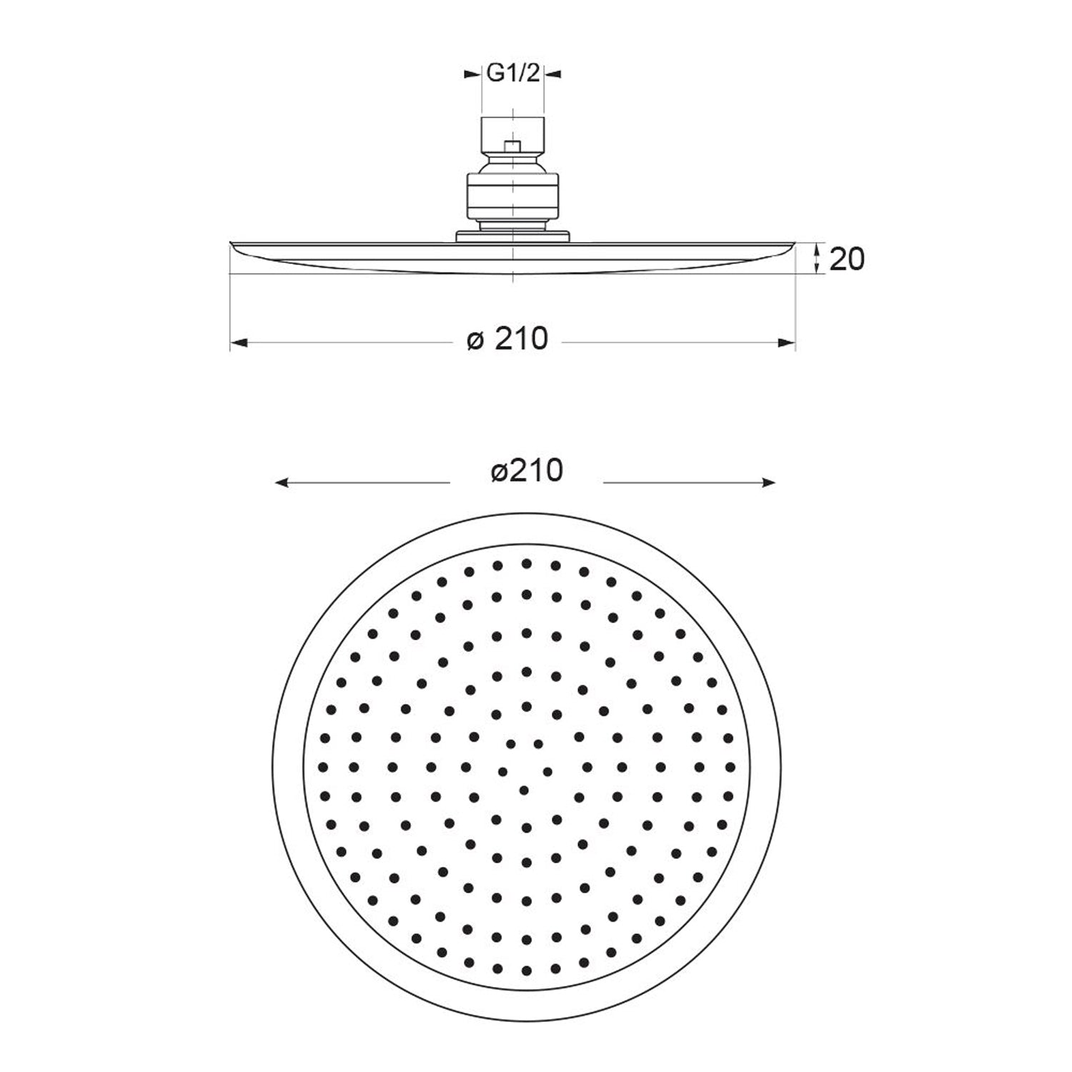 Soffione Perla 210mm anticalcare in abs sistema risparmio acqua