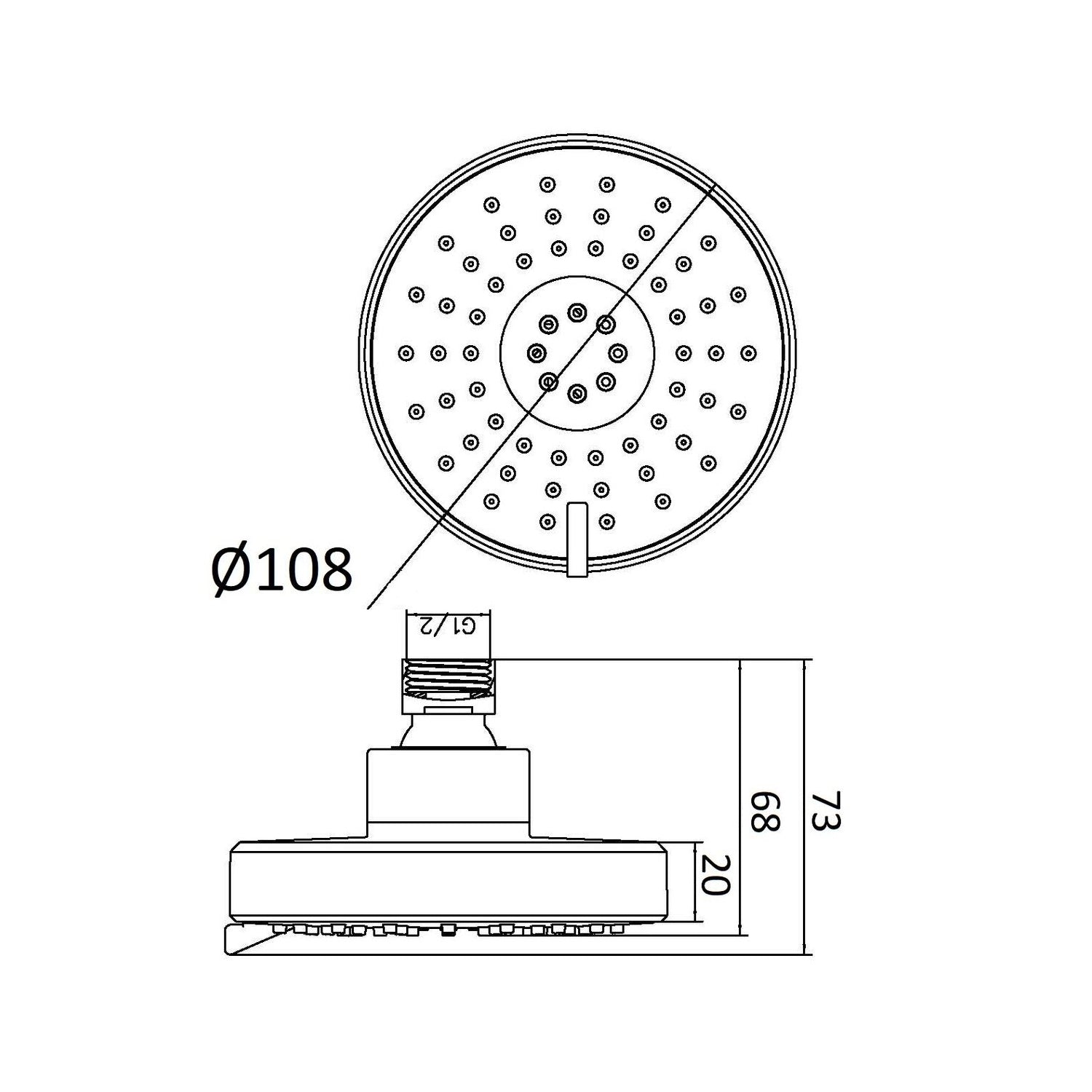 Soffione idromassaggio Mirror 108mm anticalcare in abs